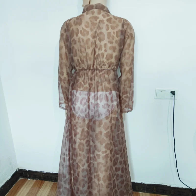 Plus Size Couples Vacation Party Dress Costumes, Sexy Comfortable Loose Soft Deep V-Neck See Through Fashion Printed Dress