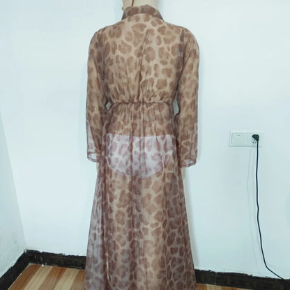 Plus Size Couples Vacation Party Dress Costumes, Sexy Comfortable Loose Soft Deep V-Neck See Through Fashion Printed Dress
