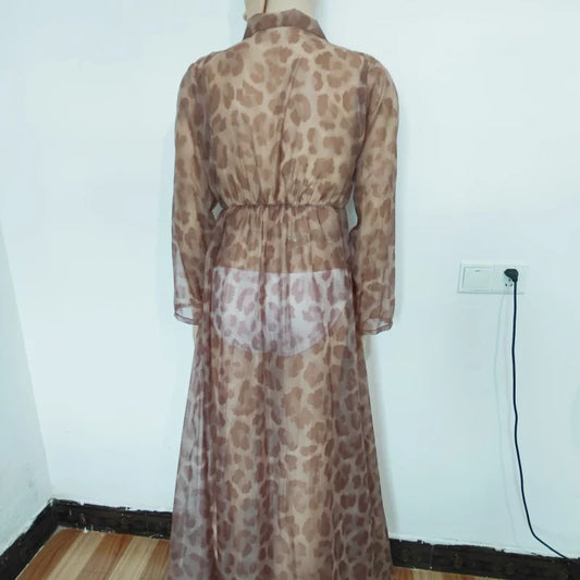 Plus Size Couples Vacation Party Dress Costumes, Sexy Comfortable Loose Soft Deep V-Neck See Through Fashion Printed Dress