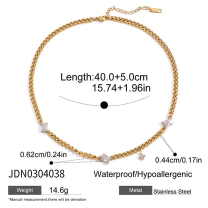 Youthway Delicate Cubic Zirconia Chain Necklace For Women Minimalist 18K Gold Plated Stainless Steel Necklace Fashion Jewelry