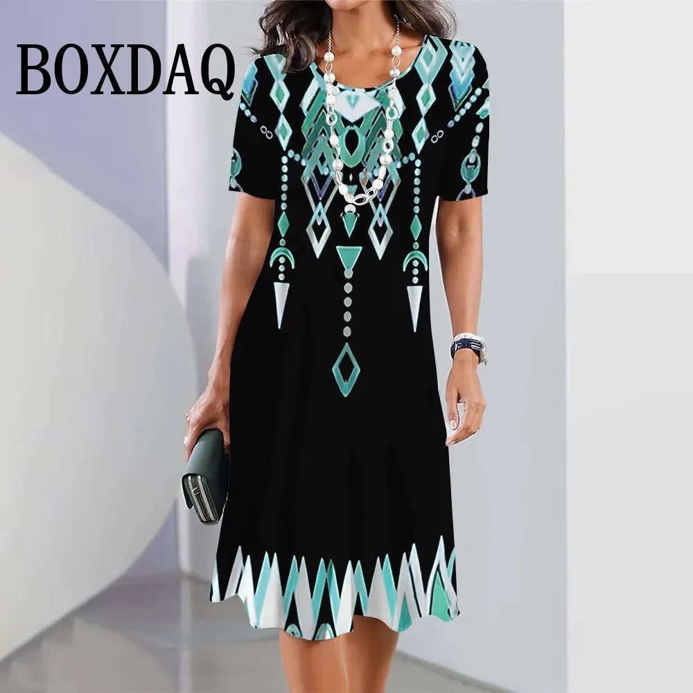Plus Size Women Dresses Summer Fashion Gradient Printed Dress Casual Street Short Sleeve O-Neck Loose A-Line Dress Big Sizes 9XL