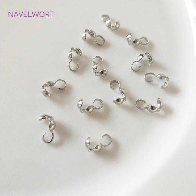 Jewellery Making Supplies Findings Thickened 14k/18k Real Gold Plating 4MM Double-Cup Bead Tip Crimp Cover for DIY