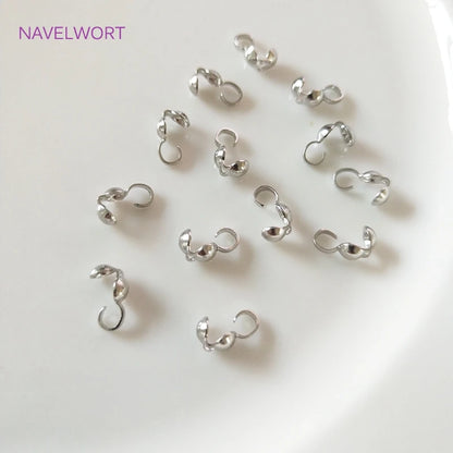 Jewellery Making Supplies Findings Thickened 14k/18k Real Gold Plating 4MM Double-Cup Bead Tip Crimp Cover for DIY