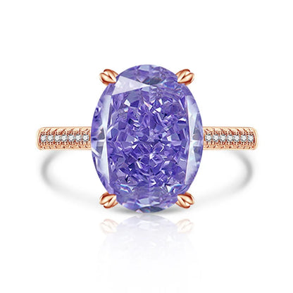 925 Sterling Silver Luxury Atmospheric Sparkle Pigeon Egg Zircon Ladies Ring Rose Gold Jewelry