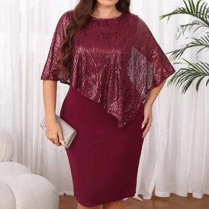 Plus Size Women's Sexy Hip Hugging Dresses Sequined Irregular 5XL Plus Size Party Dress Casual Fashion Short Dress Vestidos