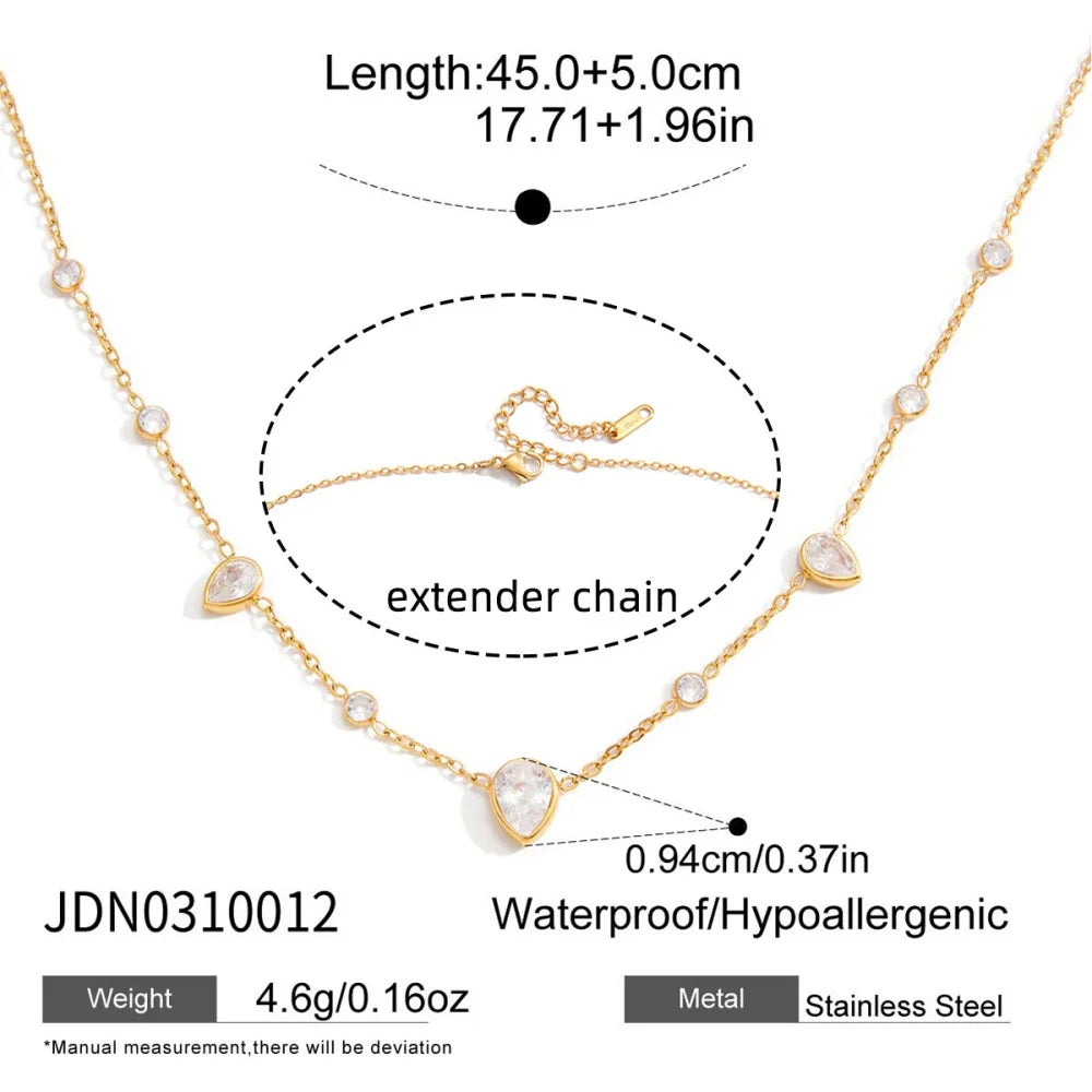 Youthway Delicate Cubic Zirconia Chain Necklace For Women Minimalist 18K Gold Plated Stainless Steel Necklace Fashion Jewelry