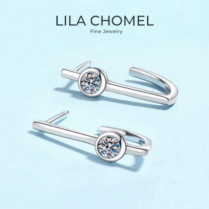 Girl Birthday Gift 18K White Gold Wedding Earrings 0.2CT Moissanite Diamond Women PT950 Platinum Valentine's Day Fine Jewelry