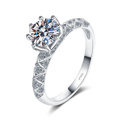 CKT 18K White Gold 1 Carat Moissanite Ring for Women Light Luxury Platinum Pt950 Design Sense Diamond Sparkling Fine Jewelry