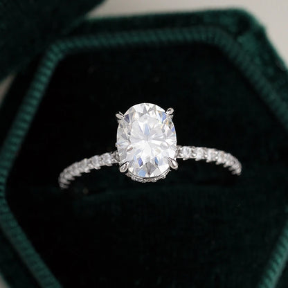 Engagement 18K White Gold Women Wedding Band 1/2/3CT VVS1 D Color Oval Moissanite Diamond Girl Birthday Gift PT950 Fine Jewelry