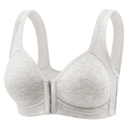 Women's Bra Wire-Free Front Closure Solid Color Full Coverage Fixed Cups Women Seamless Large Size Comfort Underwear