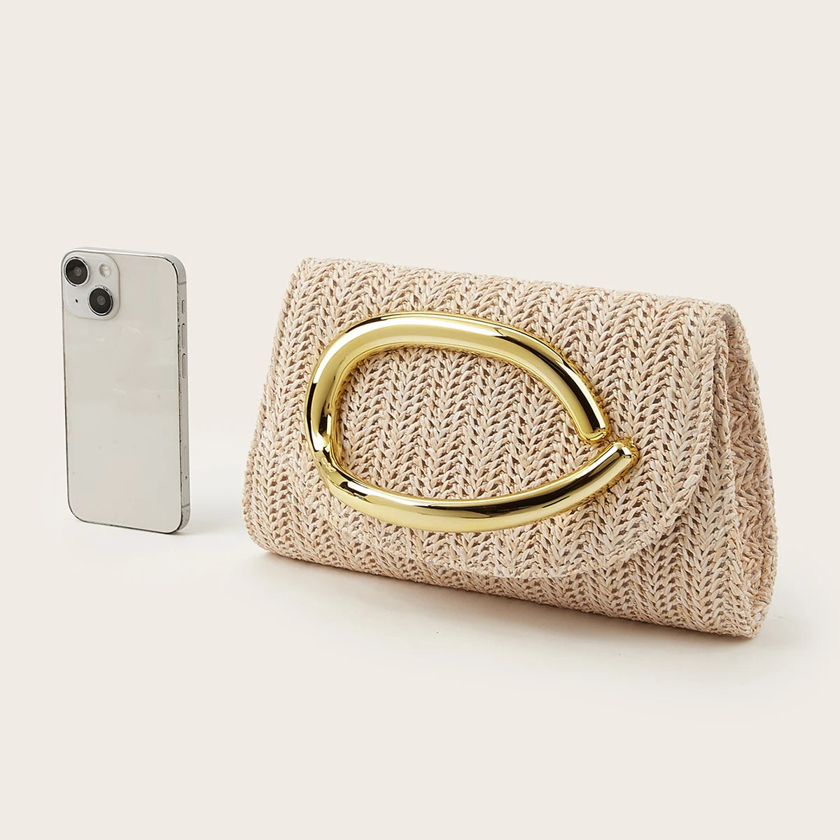 Women's Woven Clutch Bag with Flap, Stylish Handle, Detachable Shoulder Strap, Simple Solid Color, Wedding Season, Party, Prom, Gathering, Envelope Bag, Flap Bag, Summer Beach, Holiday Essential, Vacation Season, Solid Color,