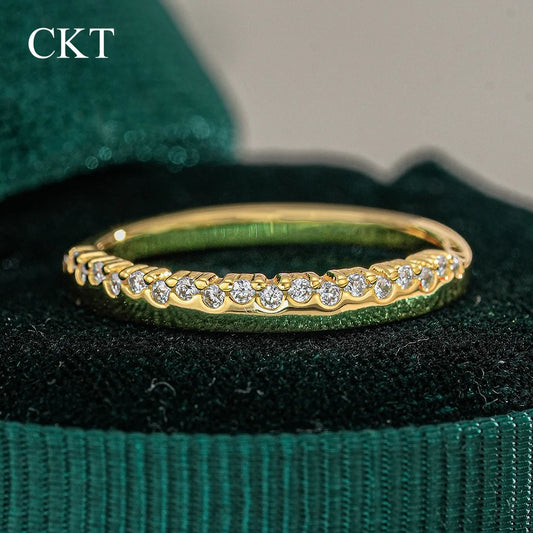 CKT Hot Sell 18k Gold Rings with Curved Surfaces in the Diamond Rings of MoIssanite Women's Ring Accessories Wedding Jewelry