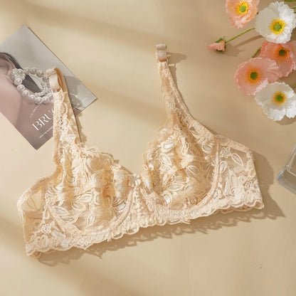 Plus Size Thin Lace Push Up Bras 8 Colors 34-40 B/C Cup Hollow Out Bra Women Soft Breathable Lingerie