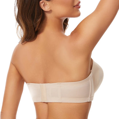 Sheroine Plus Size Strapless Bra Push Up Underwire Full Coverage Light-Padded Bras for Big Breasts Smooth & Comfort with Support