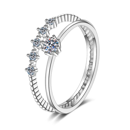 Luxury 18k White Gold High-quality Platinum Pt950 Ring for Women with 0.1ct Moissanite Cabochon Fine Jewelry Gift