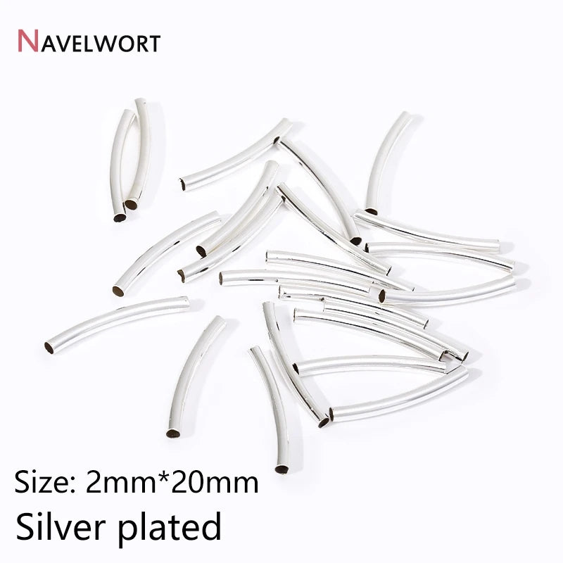 Tubes For Jewelry 18K Gold Plated Curved Tube Beads For Bracelet Necklace Making Supplies,Tube Beads Connector,Jewelry Materials