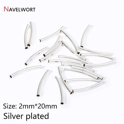 Tubes For Jewelry 18K Gold Plated Curved Tube Beads For Bracelet Necklace Making Supplies,Tube Beads Connector,Jewelry Materials