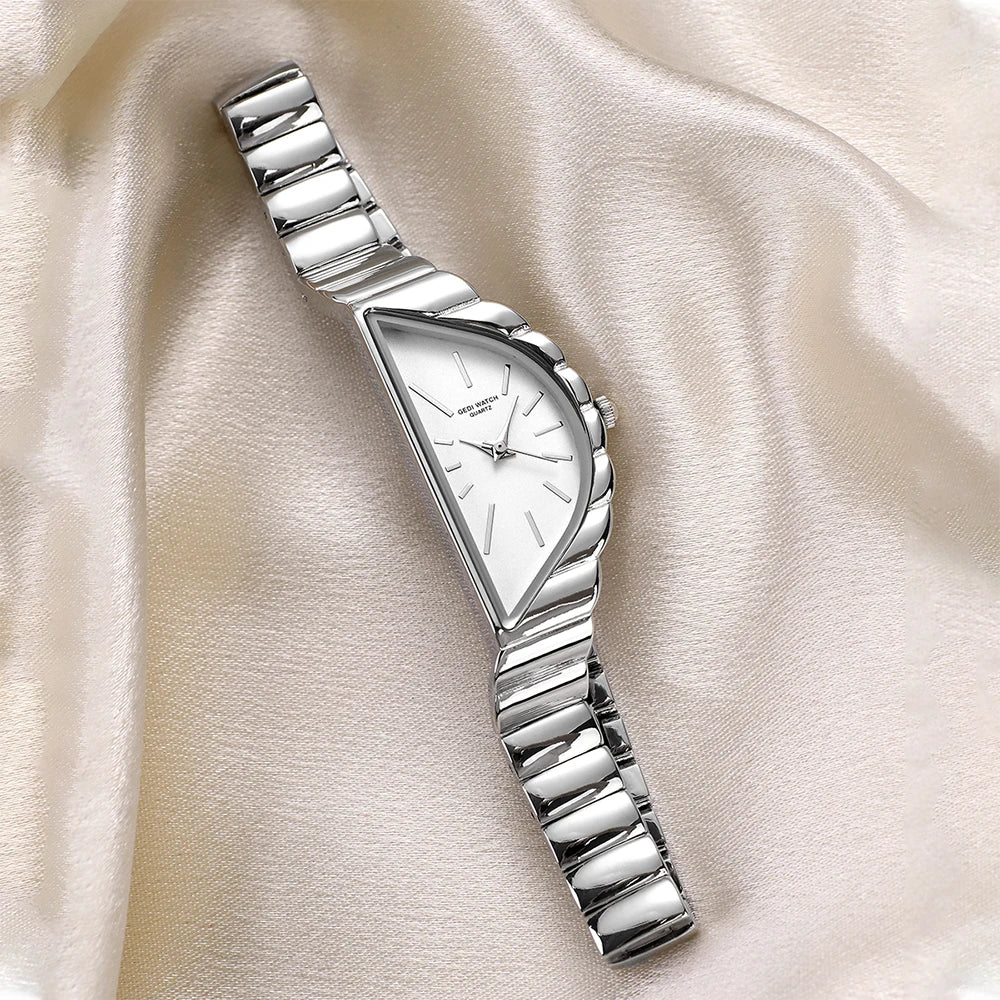 GEDI Exquisite Minimalist Light Luxury Gold Watches For Women Niche Irregular Design Artistic Quartz Woman Watch Gifts