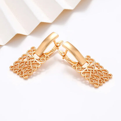 Kititykiss jewelry 18K gold-plated geometric square hollow earrings high-end vintage earrings