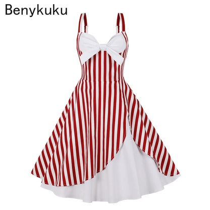 Plus Size Swan Flamingo Print Vintage Dress Women Casual Tunic Pin Up Robe 50s Rockabilly Summer Party Dresses Feminino Vestidos