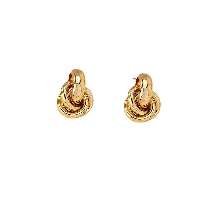Gold SIlver Color Knot Hoop Earring For Women Shiny Plating Trendy Earring Stud Cute Daily Wear Jewelry