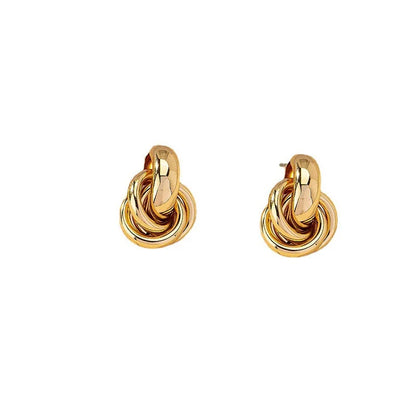 Gold SIlver Color Knot Hoop Earring For Women Shiny Plating Trendy Earring Stud Cute Daily Wear Jewelry