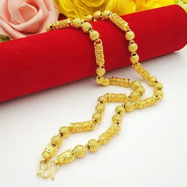 Dragon Pendant AU750 Gold Necklace - Guanyin 18K Pendant Necklace, Bold and Stylish Jewelry Gift for Men and Women