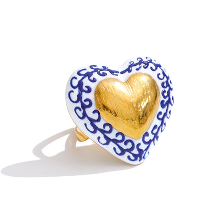 Yhpup Exclusive Stainless Steel Metal Heart Love Adjustable Ring 18K Gold Color PVD Plated Charm Popular Finger Jewelry Gift