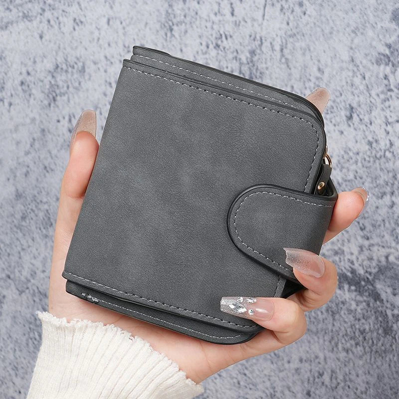 Ladies Zip Purse Women Wallet Frosted Leather Vintage Female Clutch Bag Credit Card Holder Phone Bag Money Clip