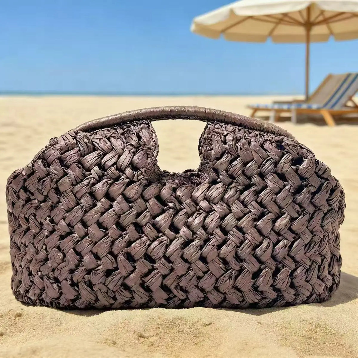 Handcrafted Basket Weave Clutch Bag Vacation Style Pure Handwoven Fashion Accessory