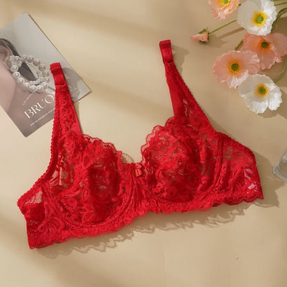 Plus Size Thin Lace Push Up Bras 8 Colors 34-40 B/C Cup Hollow Out Bra Women Soft Breathable Lingerie