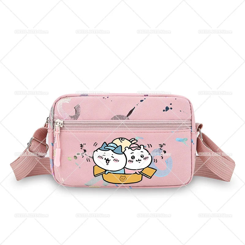 Cute Chiikawas Women Shoulder Waist Bag Kawaii Hachiware Usagi Fanny Pack Female Crossbody Bum Bag Canvas Chest Pack Phone Pouch