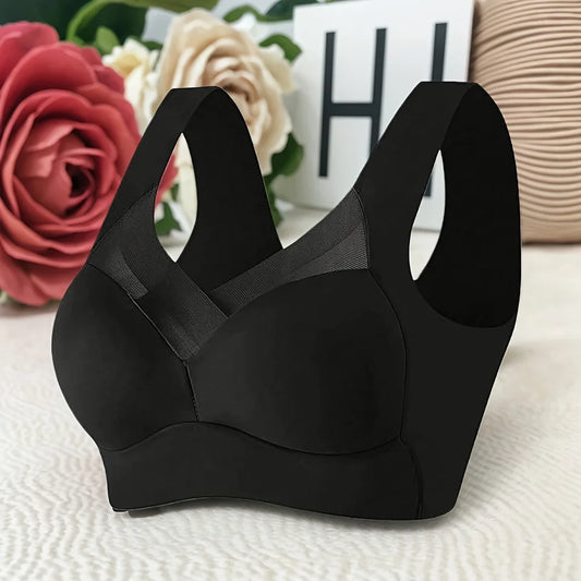 Womens Bras for Older Women Seamless Wireless Posture Correcting Push Up No Underwire Anti Sagging Full Coverage Ice Silk Bra