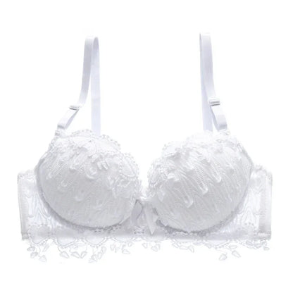 Women's Sexy Lace Gather Bra Plus Size Lace Bralette Breathable with Padded Underwire Unlined Bra Underwear