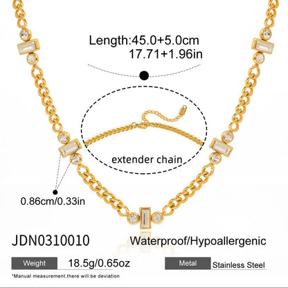 Youthway Delicate Cubic Zirconia Chain Necklace For Women Minimalist 18K Gold Plated Stainless Steel Necklace Fashion Jewelry