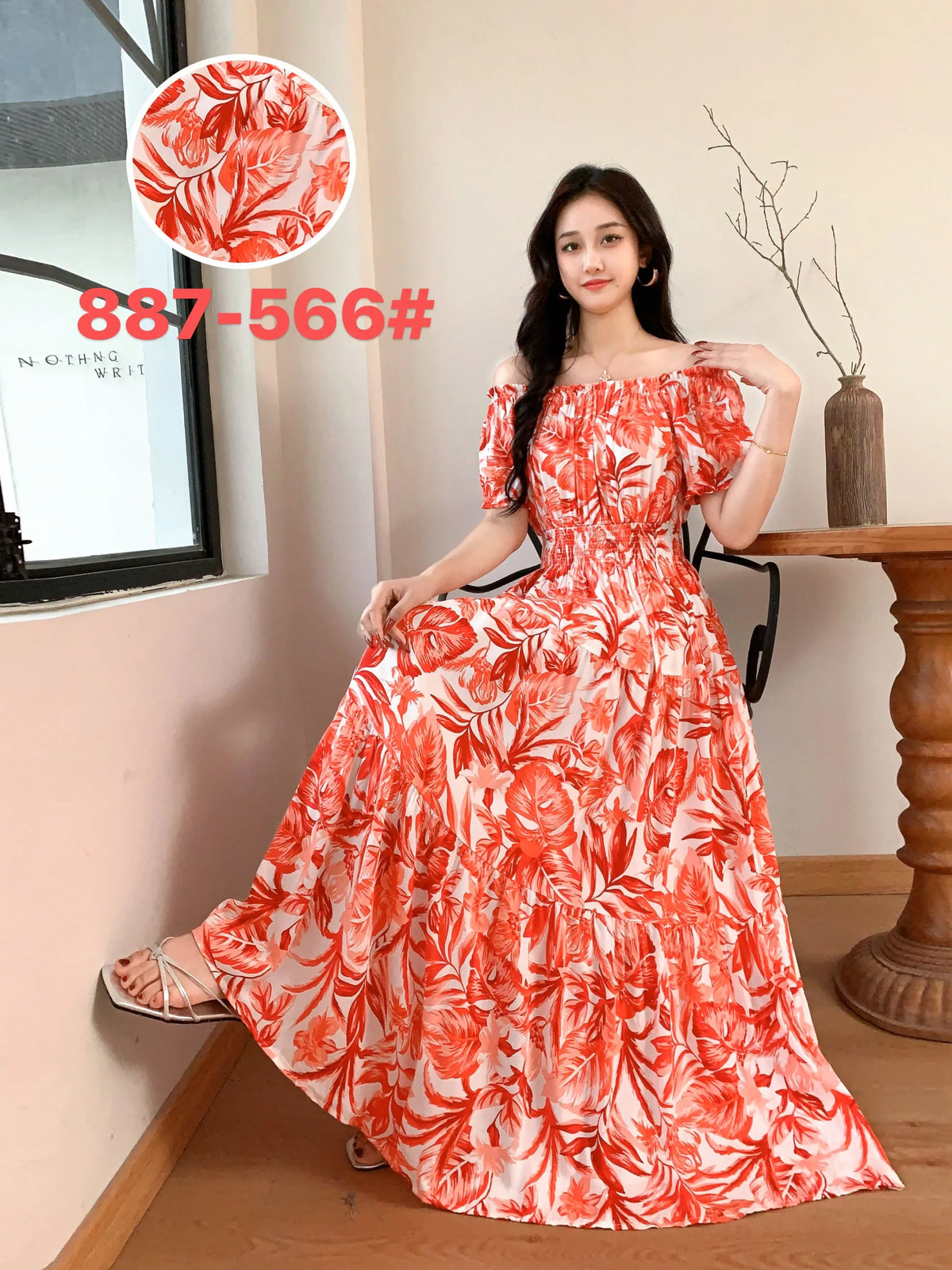 Women's Plus Size Bohemian Style Long Summer Dress for Women Floral Cotton Beach Round Neck Indian Clothing Vestido Robe Female