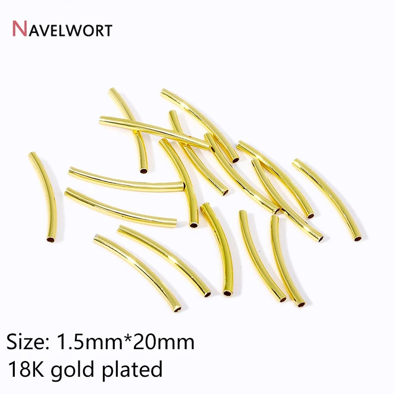 Tubes For Jewelry 18K Gold Plated Curved Tube Beads For Bracelet Necklace Making Supplies,Tube Beads Connector,Jewelry Materials