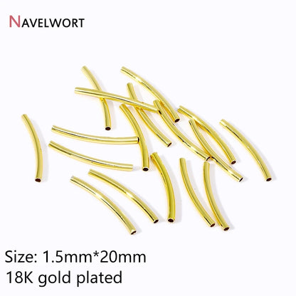 Tubes For Jewelry 18K Gold Plated Curved Tube Beads For Bracelet Necklace Making Supplies,Tube Beads Connector,Jewelry Materials