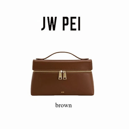 JW PEI Lunch Box Bag New Box Bag Niche Design Single Shoulder Crossbody Bag Handbag Tote Bag Genuine Leather Women's Bag