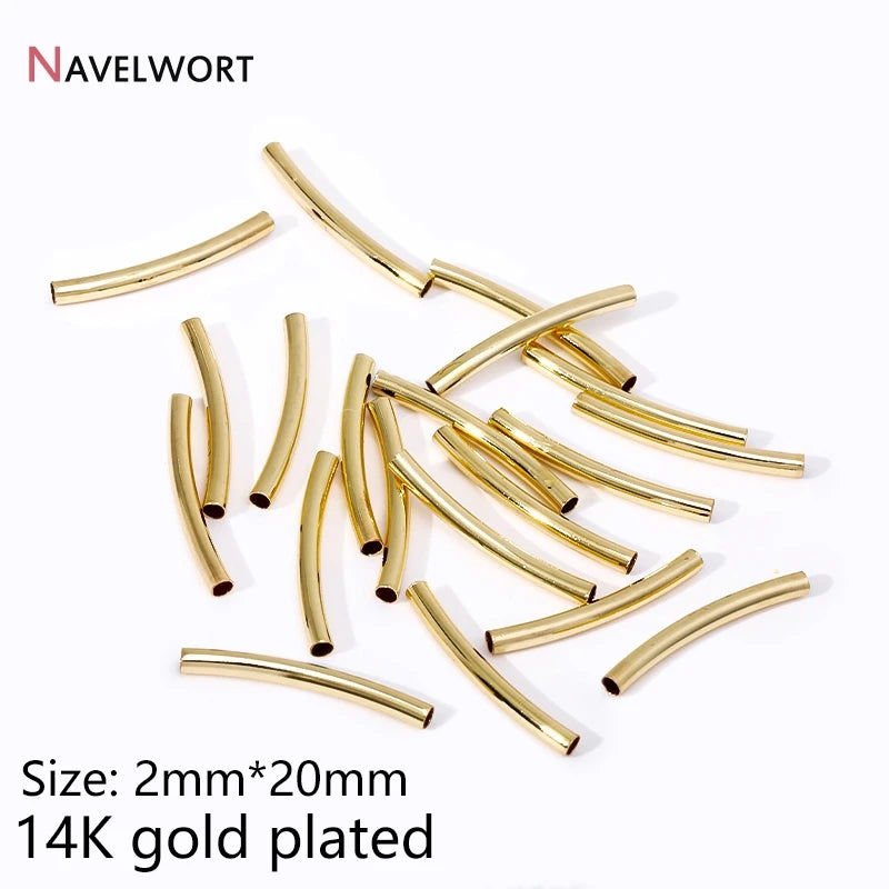 Tubes For Jewelry 18K Gold Plated Curved Tube Beads For Bracelet Necklace Making Supplies,Tube Beads Connector,Jewelry Materials