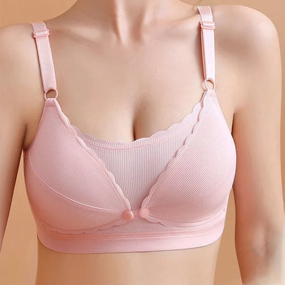 Women Push Up Bra Prevent Sagging Wire Free Bras Breathable Pads Underwear Adjustable Bralette Wireless Gathered Brassiere