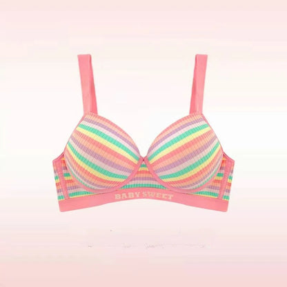 Sexy Bra for Women Tops Dopamine Rainbow Girl Seamless Bra Steel Ring Free Underwear Lingerie Bralette