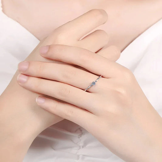 18K White Gold Rings for Women Millennium Reincarnation Set 0.1 Carat Moissanite Ring Sparkling Diamond Ring Wedding Jewelry