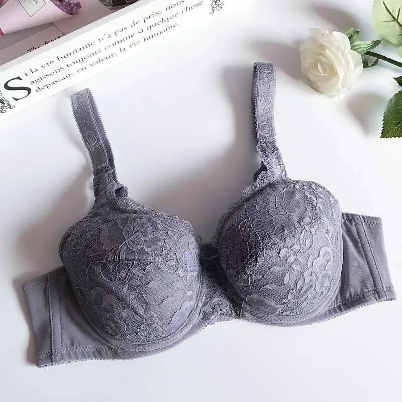 Plus Size Bra B C D E F G H Cup 34 36 38 40 42 44 Black Lace Top Bra For Women Large Size Full Lingerie Underwear Brasier Mujer