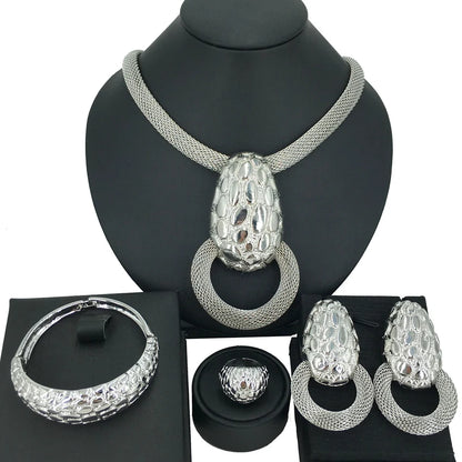 High Quality Big Pendants Newest Dubai Gold Plated Jewelry Set Women's Exquisite Wedding Banquet Dating Jewelry Set FHK14092