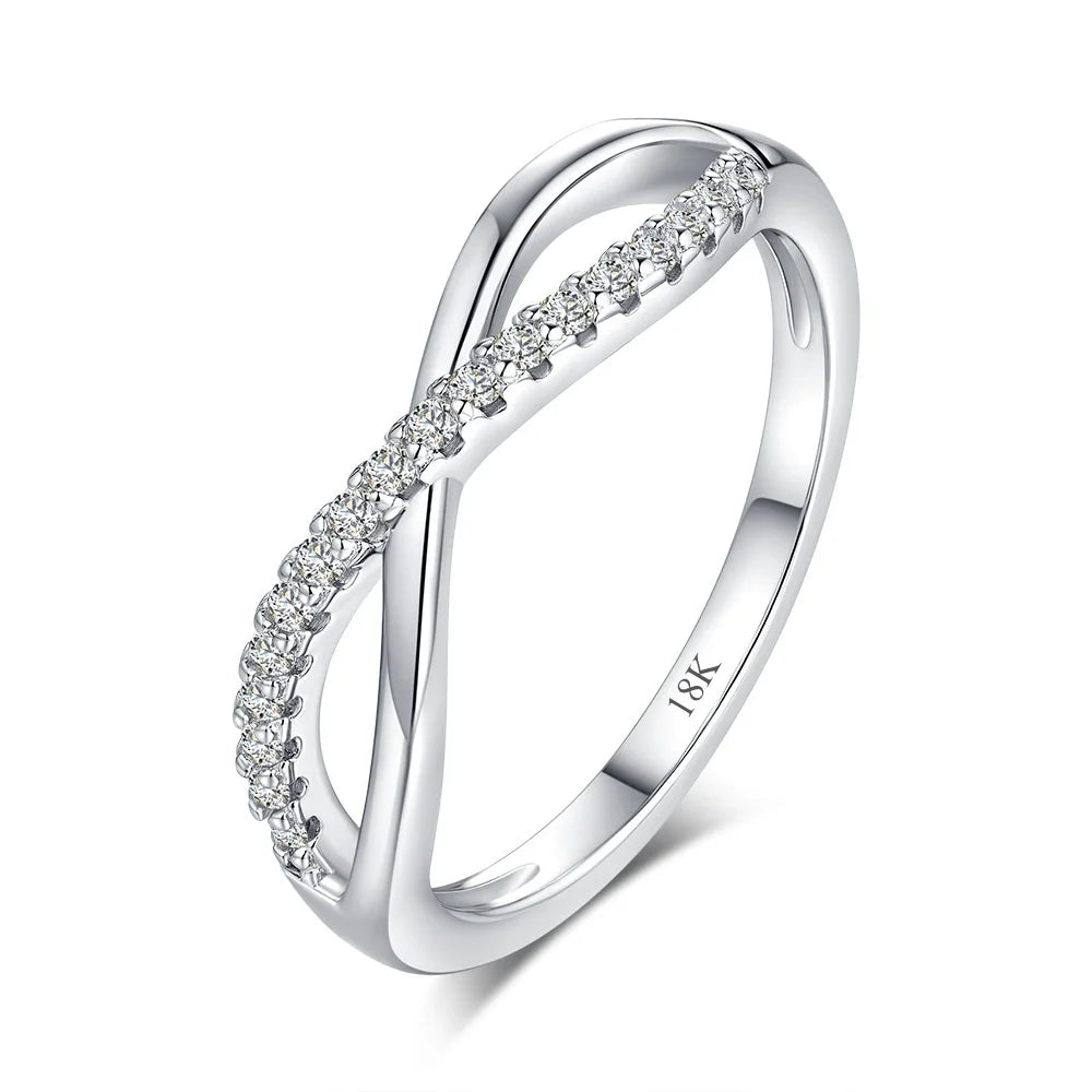 CKT Real 18k White Gold & Platinum PT950 Diamond Moissanite Ring Elegant Jewelry for Women Wedding Bands Rings Fine Jewelry