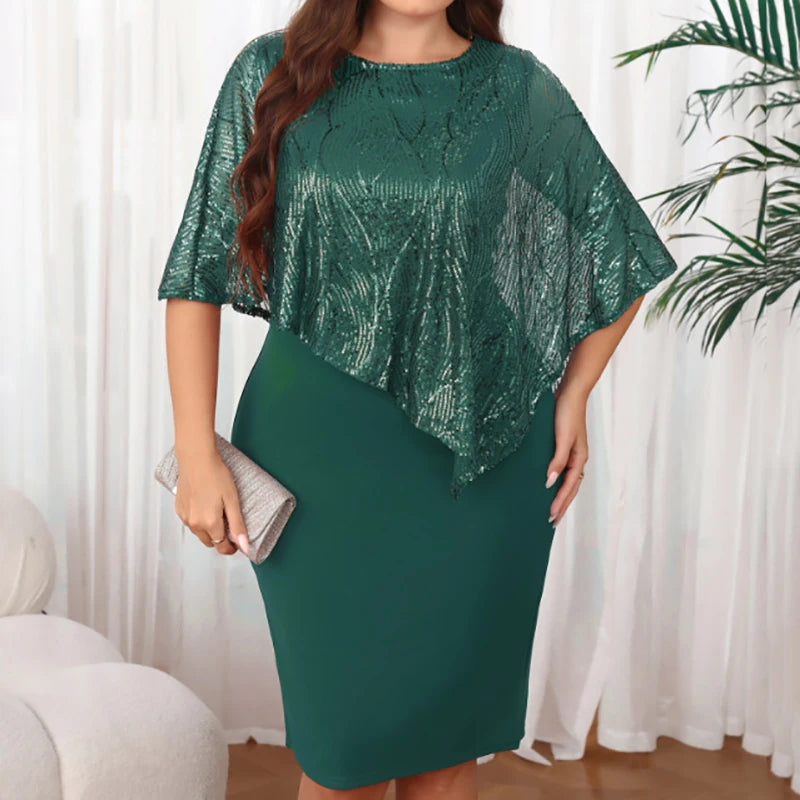 Plus Size Women's Sexy Hip Hugging Dresses Sequined Irregular 5XL Plus Size Party Dress Casual Fashion Short Dress Vestidos