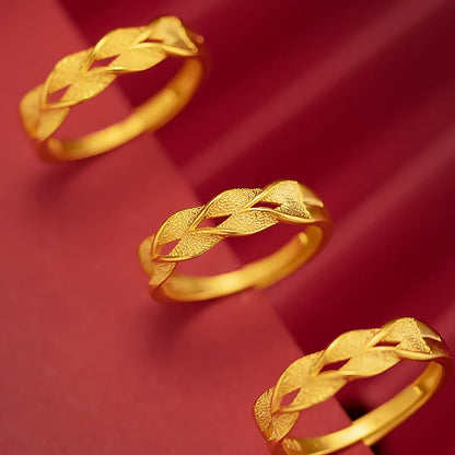 Never Fade Gold Ring for Women Original 18k Gold Rings Fine Accessories for Wedding Engagement Party for Girl Selling At A Loss