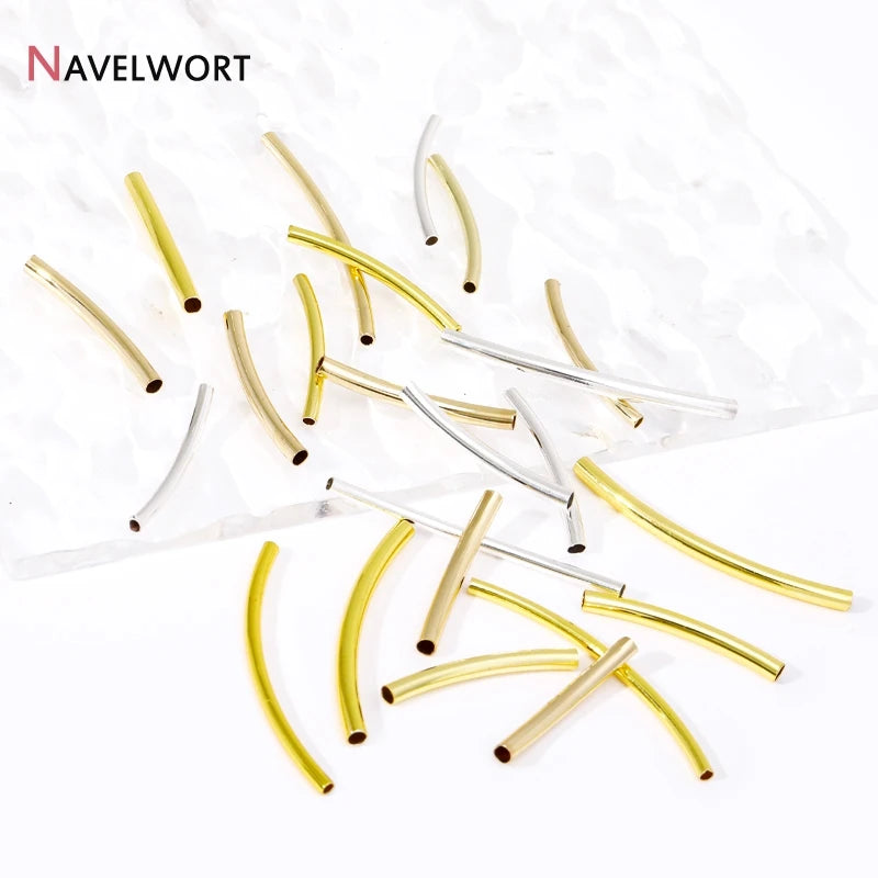 Tubes For Jewelry 18K Gold Plated Curved Tube Beads For Bracelet Necklace Making Supplies,Tube Beads Connector,Jewelry Materials
