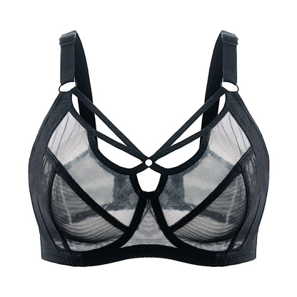 Plus Size Bra for Women, Large Cup Thin Breathable Non‑Padded Bra Anti‑Sagging Support Underwire Free Everyday Bra for Fuller Bu